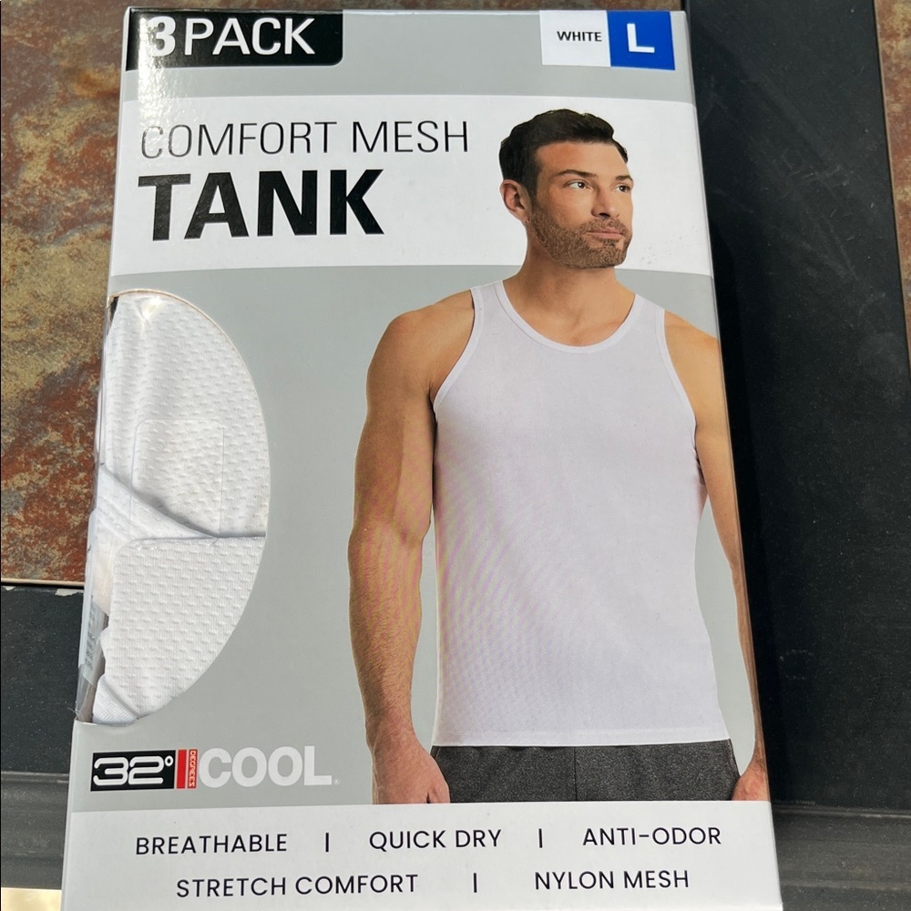 32 Degrees Cool White Mesh Tank 3-Pack NWT